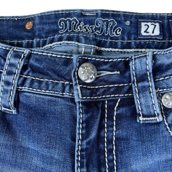 Vintage Y2K Miss Me Skinny Jeans 27 | Embroidered Angel Wing Rhinestone Denim - Picture 11 of 16